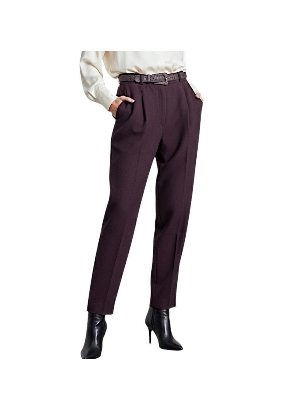 NWT VTG 80s 90s wine purple crepe belted relaxed pleated old money trousers 12